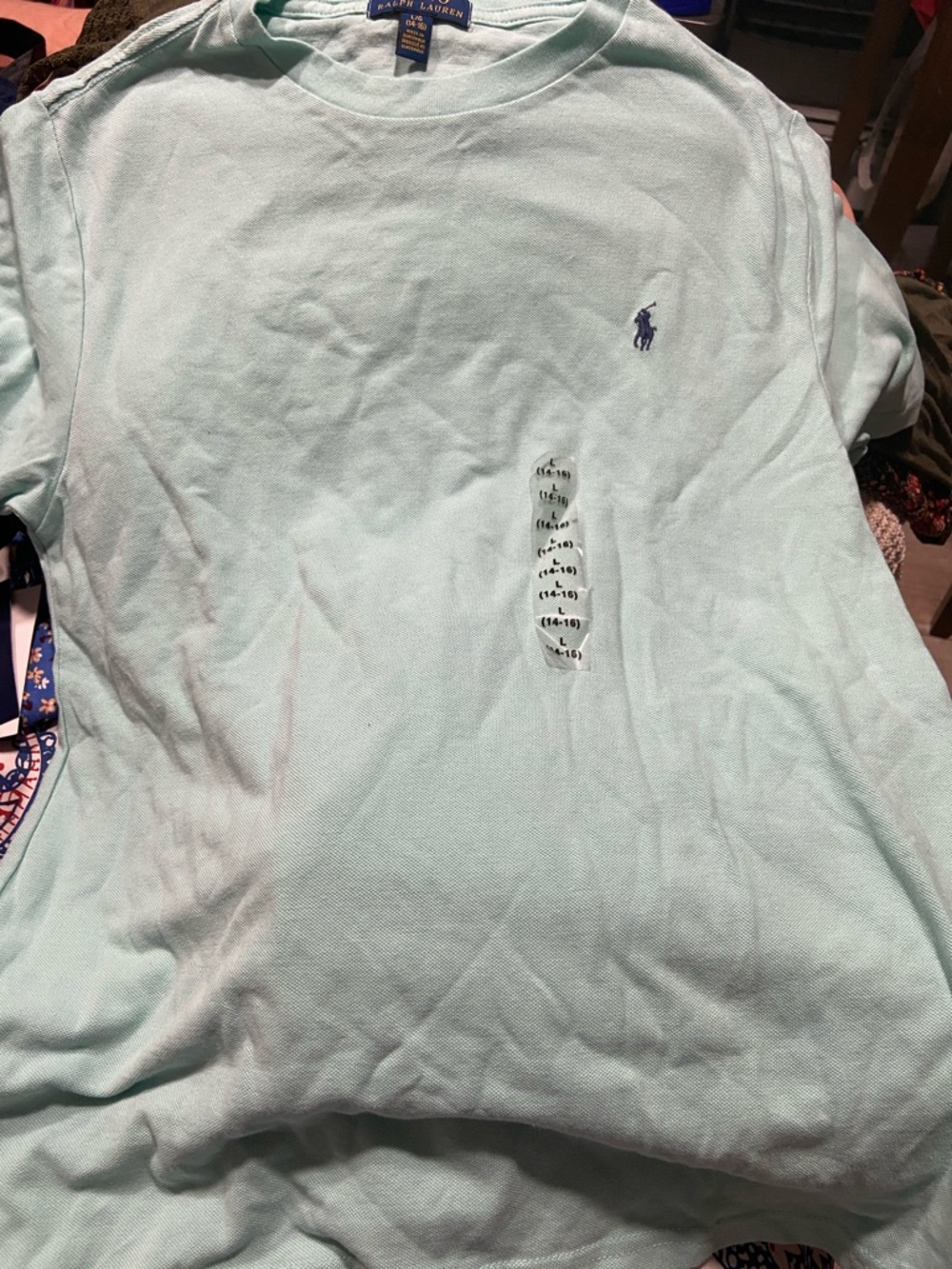 Ralph Lauren Boy Mint Polo Shirt with Navy Pony